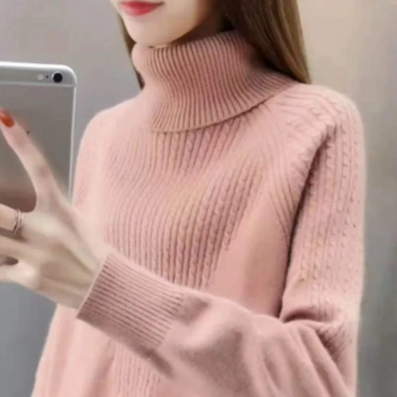 

Autumn and winter turtleneck sweater women elegant pure color black beauty knitted wool pullover thick warm long sleeves 2020Spr