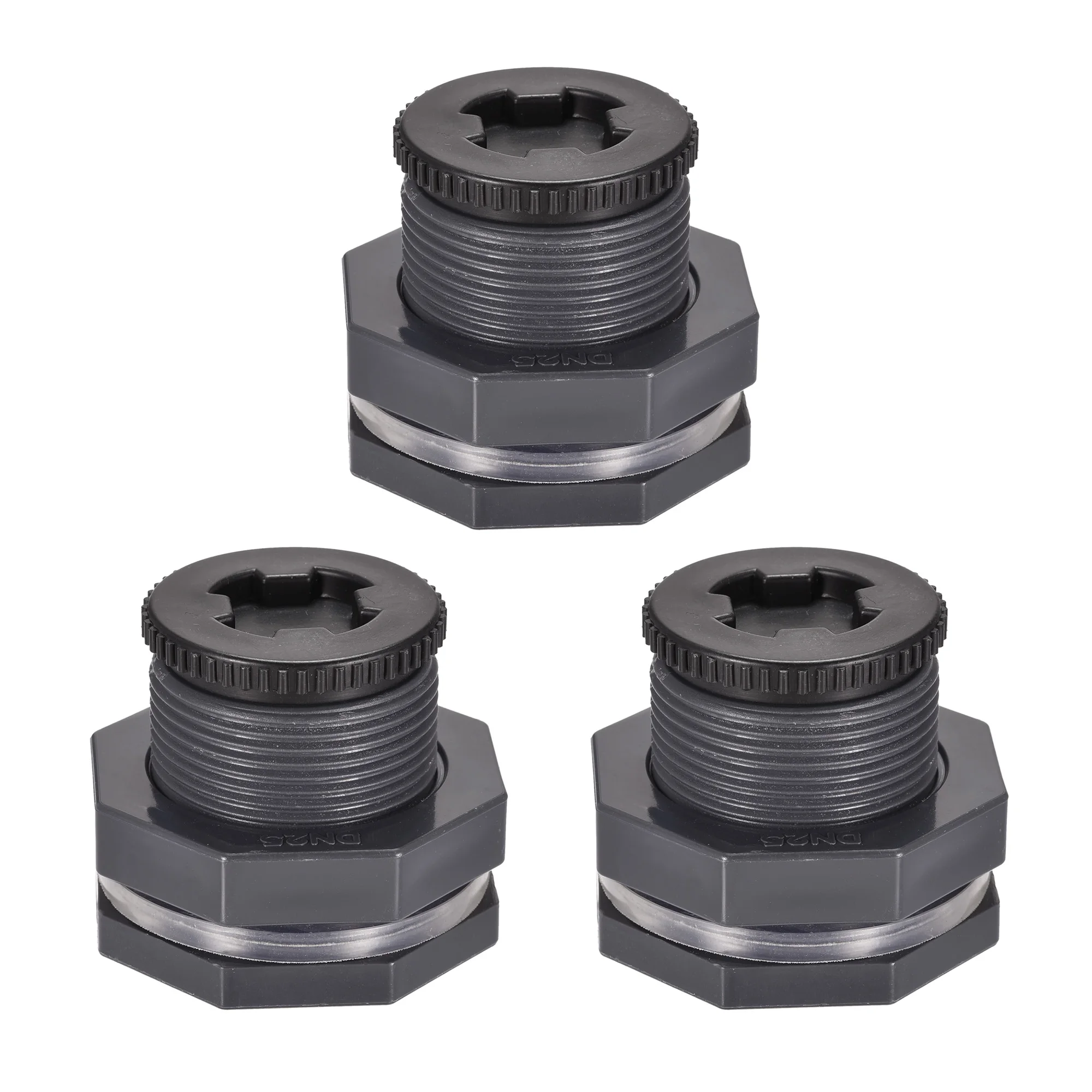 

Uxcell PVC Bulkhead Tank Adapter with Plug Fitting G1 Thread for Rain Buckets Water Tanks 3 Set