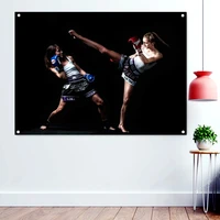 female boxing match wallpaper banners wall art kickboxing muay thai martial arts posters workout sports flags gym home decor