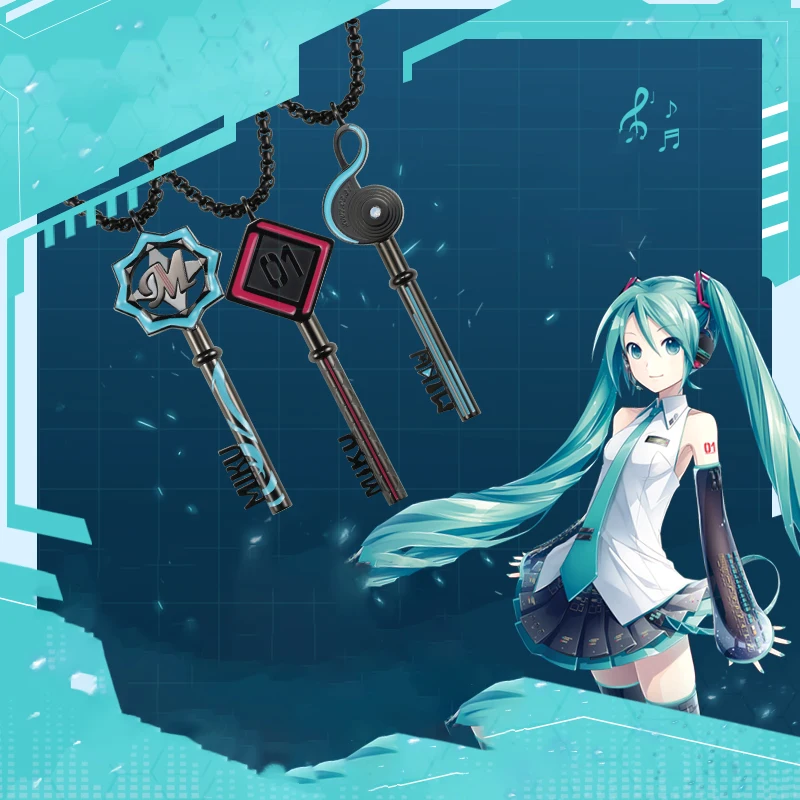 

Официальное аниме HatsunMiku музыкальный ключ из нержавеющей стали Ожерелье Подвески женские металлические ювелирные изделия косплей аксессуа...