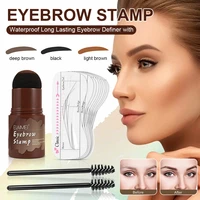 eyebrow stamp shaping kit waterproof long lasting eyebrow definer with brush brow stencils hairline shadow powder stick