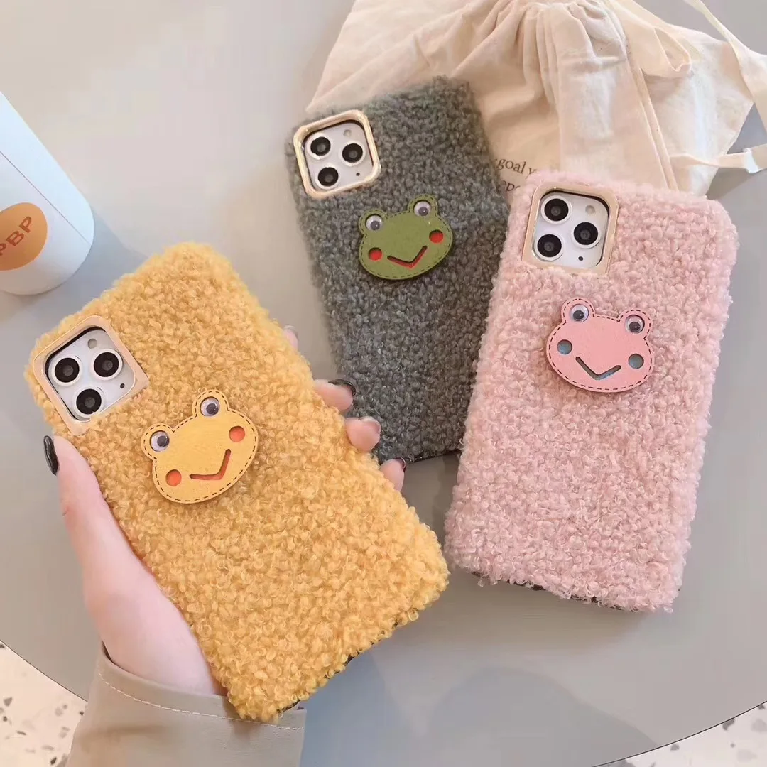 Милый чехол с лягушкой для IPhone 11 Pro Max рождеством плюшевый XR X XS 6 S 7 8 Plus пушистый
