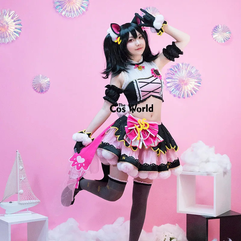Love Live Cat Twin Tail аркадная игра Yazawa Nico милая форма Топы юбка наряд Аниме косплей