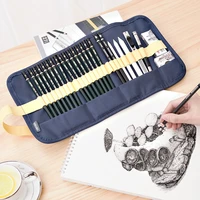 27 pieces set of deli 58125 sketch drawing tool gift set sketch pencil rubber art knife roll paper brush student stationery