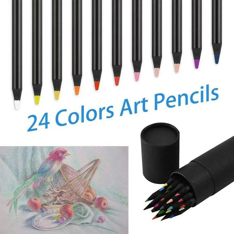 

Black wood color pencil set 24 colors R9L8