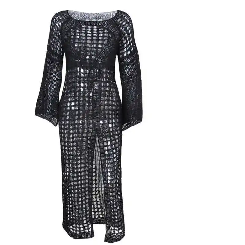 

Women Bathing Suit Cover Up Crochet Lace Bikini Swimsuit Dress Sexy New Summer Hollow Out Beach Long Maxi Split Ladies Loose