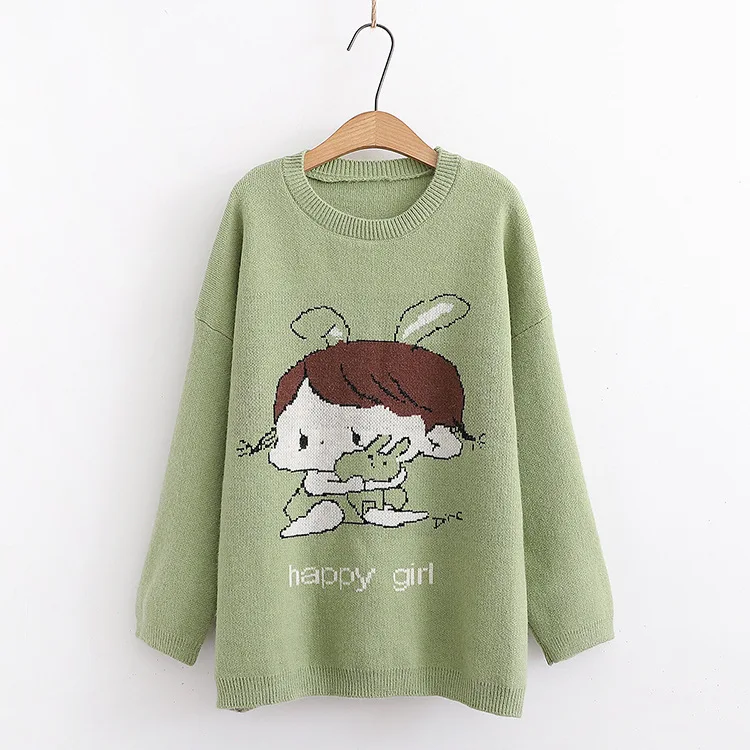 

Cartoon age-reducing loose sweater women's clothing 2021 new style early autumn sweater women