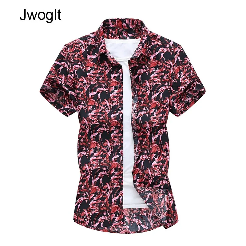 45кг 120кг Мужская Гавайская красная рубашка с коротким рукавом летние пляжные