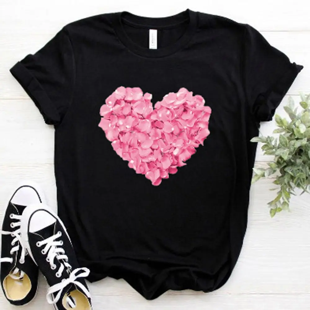 

Fashion T-shirt Women Tops Casual Short Sleeve Love Print Looes Valentine's Day T-shirt Tops New Harajuku Casual Blouse