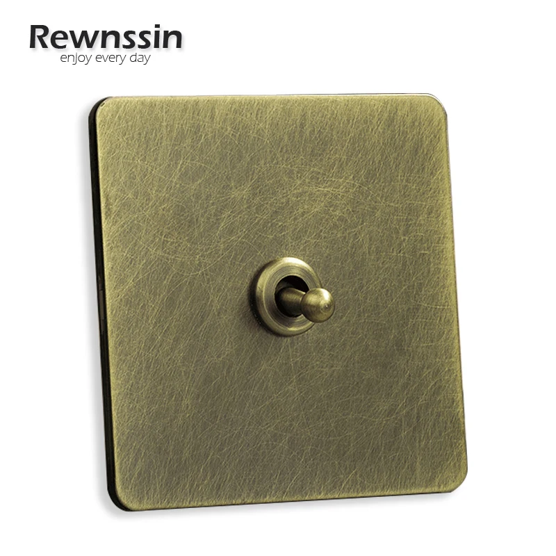 

Retro Toggle Light Switch Wall Power Socket With RJ45 USB TV Metal Light Switch Knurled Lever Stainless Steel Panel Switch