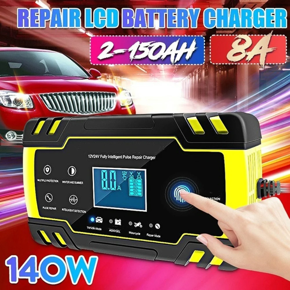 

2-150Ah Multi-Functional Easy Use LCD Battery Charger Intelligent Emergency Charger for Car Motorcycle AGM Drop Shipping