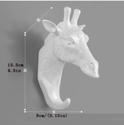 2pcs Трехмерная настенная вешалка с крючком с головой оленя rhinoceros, вешалка для шляп, сумка-тоут, крючок из смолы, материал анима - Цвет: 2pcs