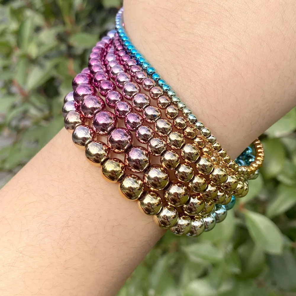 

3 4 6 8mm Natural Gradient Rainbow Colorful Hematite Stone Beads Round Loose Beads For Jewelry Making Diy Necklace Bracelet