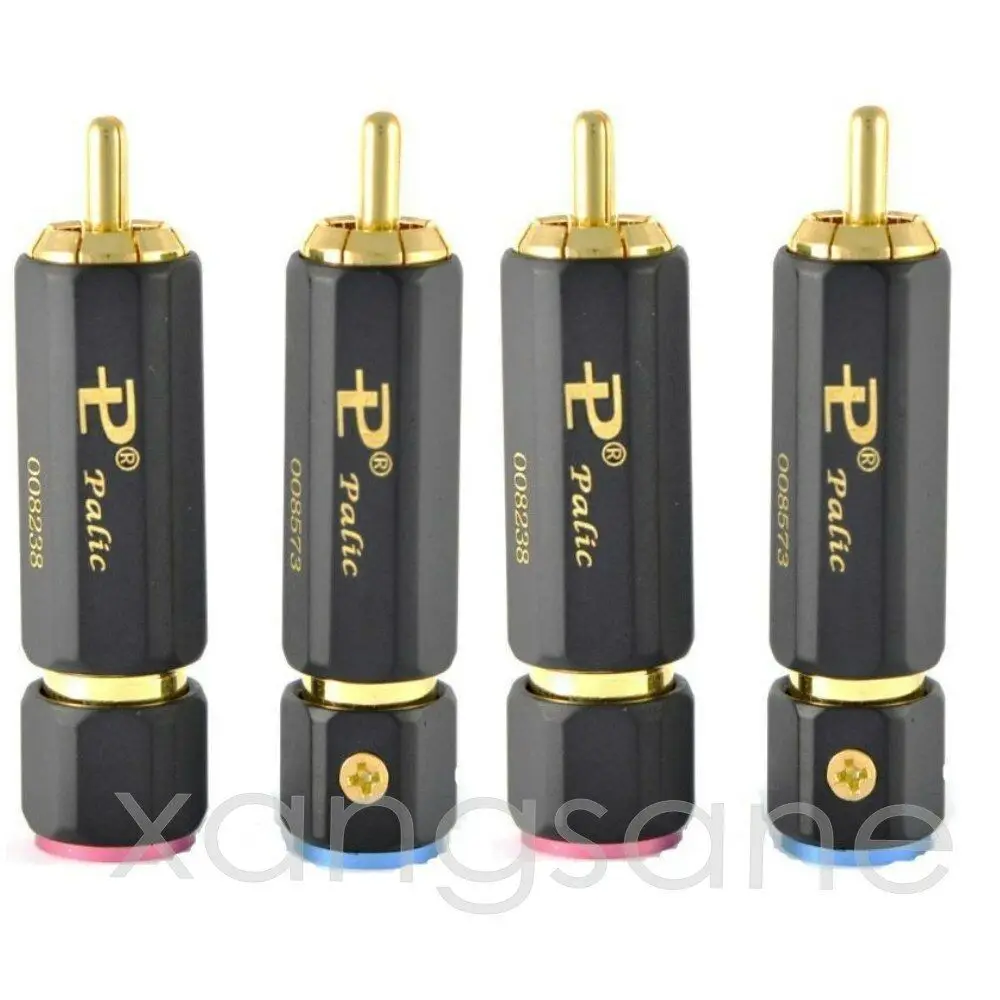 4 pcs  Palic High Quality Gold Plated RCA Plug Lock Collect Solder Connector
