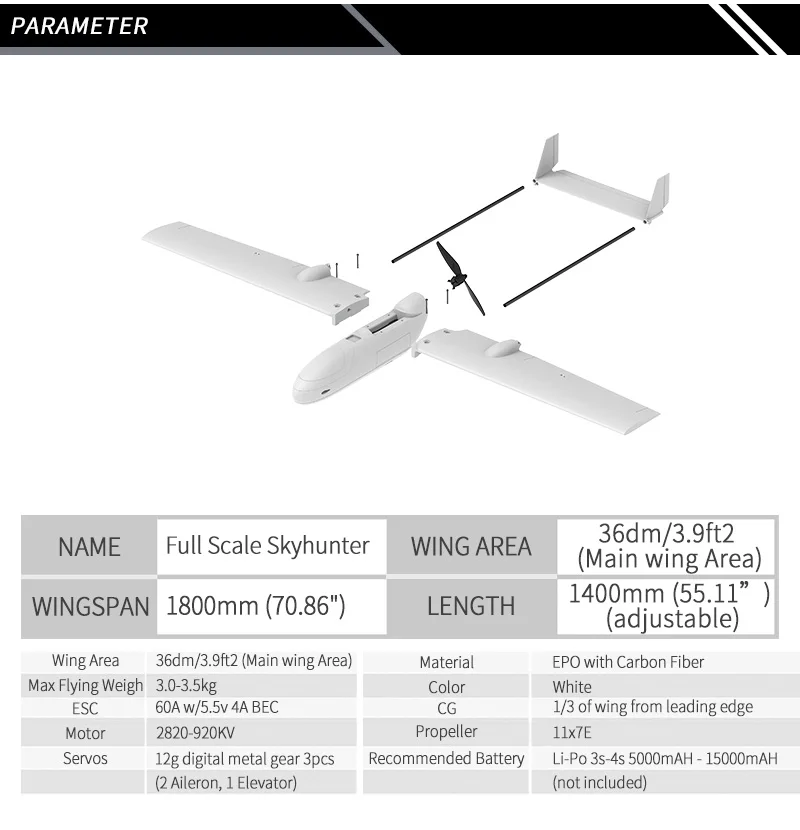 Sonicmodell Skyhunter 1800 мм размах крыльев EPO большой диапазон FPV UAV платформа RC самолет PNP