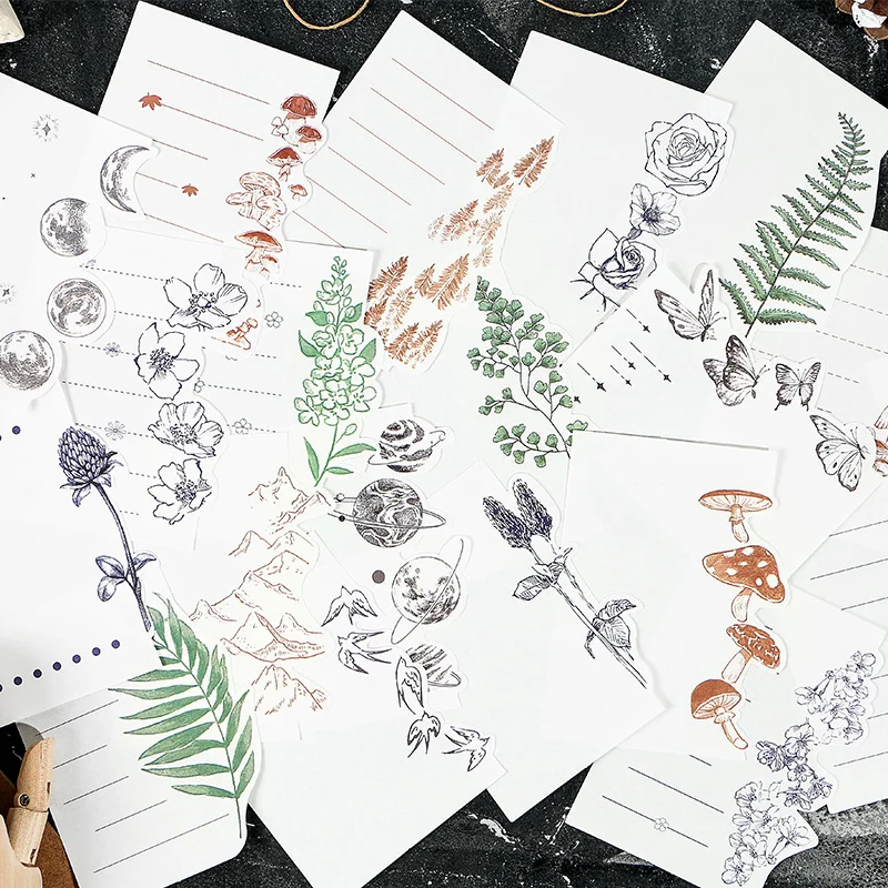Винтаж эвкалипта блокнот растения Животные бабочка серии Блокнот блок стикеров