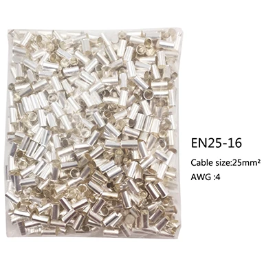 500PCS EN25-16 Трубчатые обжимные клеммы холодного пресса и электрические разъемы(тип TG), электрические провода разъемы для кабеля 1,5-25 мм2 AWG16-4 - Цвет: 500PCS EN25-16
