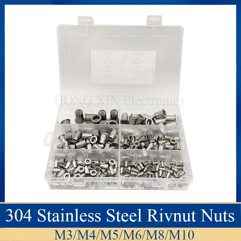 205 шт. нержавеющая сталь заклепки гайка Rivnut Вставить Nutsert комплект M3 M4 M5 M6 M8 M10 в