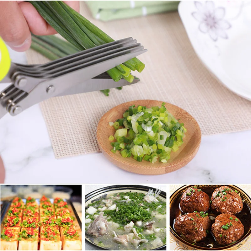 

Multifunctional Multi-layer Green Onion Scissors Stainless Steel Onion Cutting Knife Seaweed Spice Scissors Kitchen tool