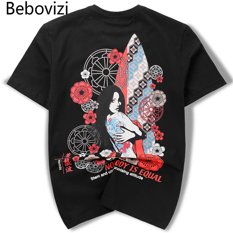 Футболка Bebovizi в стиле Харадзюку Мужская уличная одежда хип хоп хлопковая рубашка