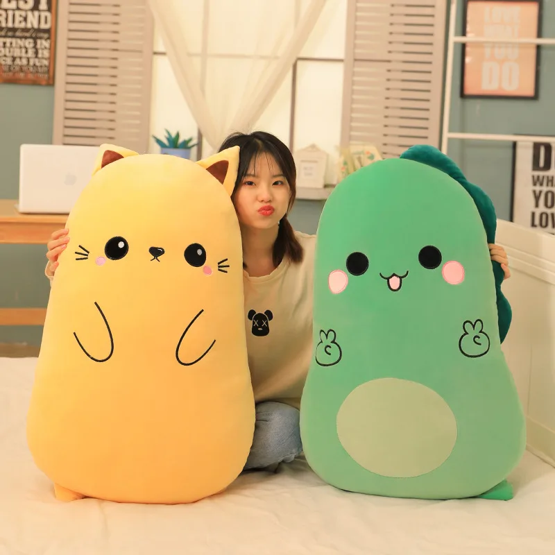 

Free ship 50/70/90cm pillows plush toy dinosaur cat rabbit pig soft cute pillow for boys and girls children's birthday gifts