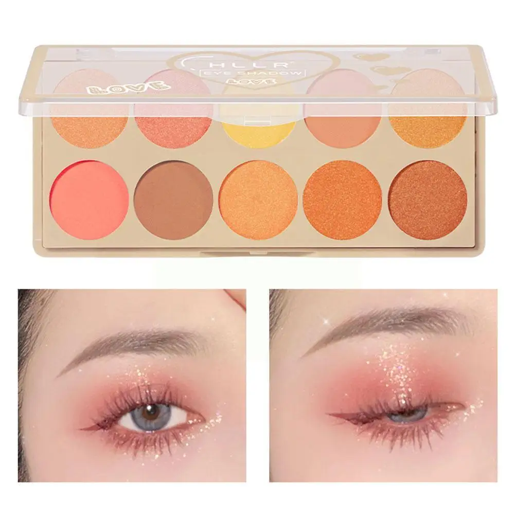 

10 Colors Acrylic Eyeshadow Palette Pearlescent Matte Makeup Eyeshadow Makeup Korean Waterproof Earth Color Palette B6J3