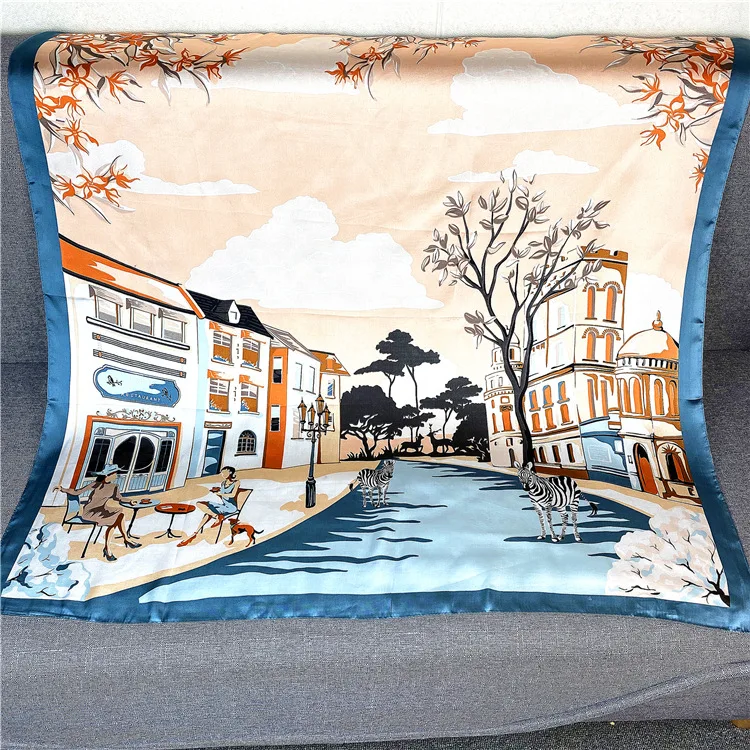 

90cm Square Scarves Female Chic Hair Square Scarves Echarpes Foulards Femme Wrap Bandanas Headband Neck Tie Band Neckerchief