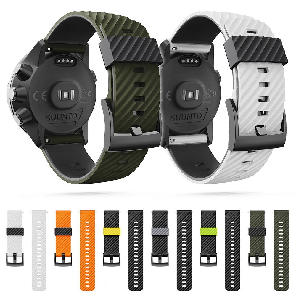 24mm Rubber Watch Strap for Suunto 7 Watch Band Suunto 9/Baro Watch Band Spartan Sport band/HR Bracelet D5 Watch Strap