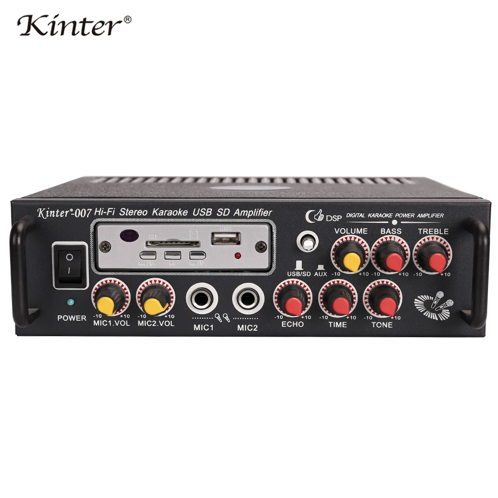 Kinter-007 караоке усилитель аудио 2.0CH 30 Вт contro бас ВЧ музыки микрофон эхо тон время воспроизведения стерео звук предложение USB SD AUX