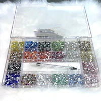 14400pcsbox multi color ss3 ss20 mixed nail rhinestones picker wax pen flatback crystal round nail art decoration glass stones