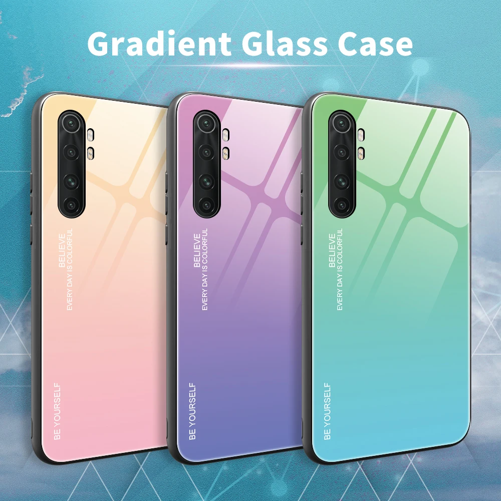 Чехол для Xiaomi Mi Note 10 Lite жесткий защитный чехол из закаленного стекла с градиентом
