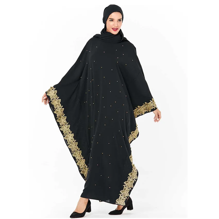 Модное мусульманское платье абайя с рукавами летучая мышь роскошное вышитое