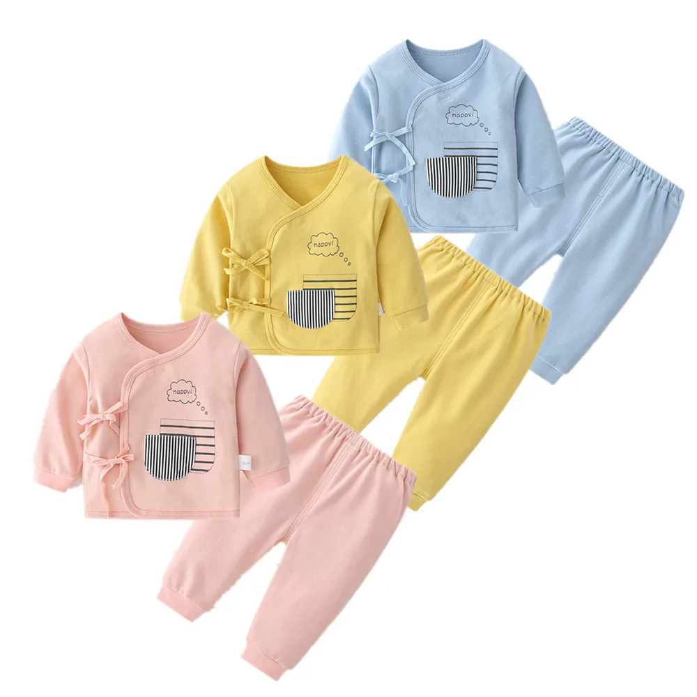 

Пижамные комплекты для маленьких мальчиков и девочек одежда для сна из чистого хлопка, Костюм Пижама топы с длинными рукавами + штаны компле...