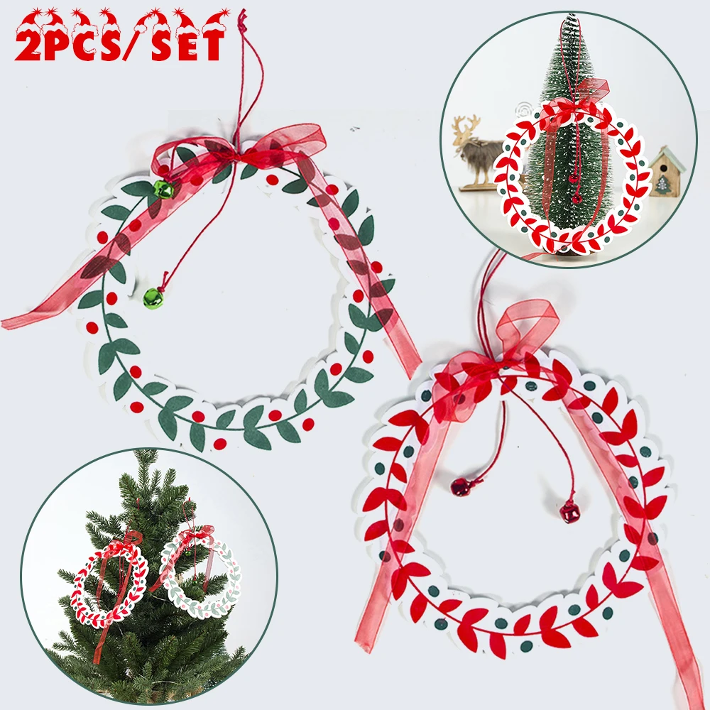 Деревянный Рождественский венок с бантом украшение для рождественской елки