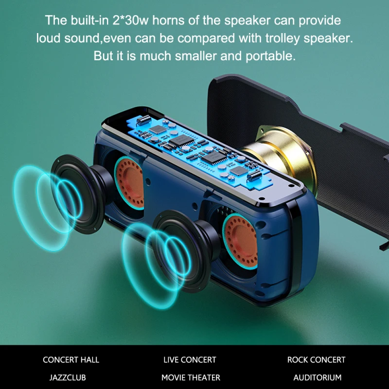Водонепроницаемая bluetooth колонка 60 Вт Портативная basssuper bass USB/TF карта музыкальный