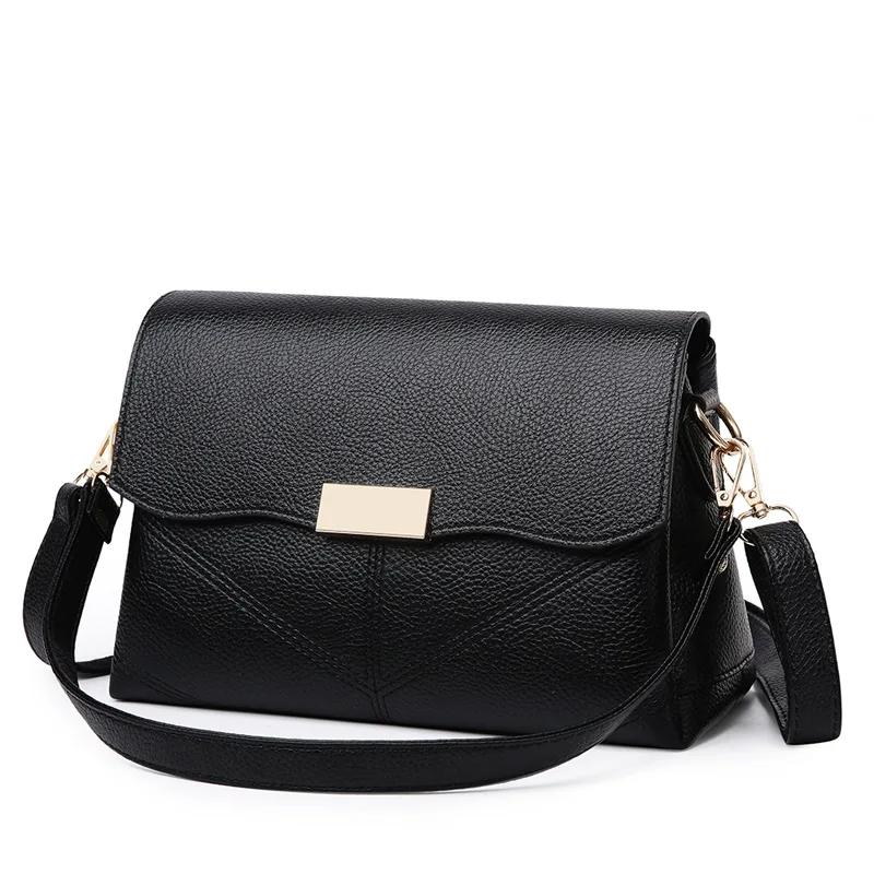 

Genuine Leather Handbags 2021 New All-match Large-capacity One-shoulder messenger flap bag female Soft Leather Purses neverful