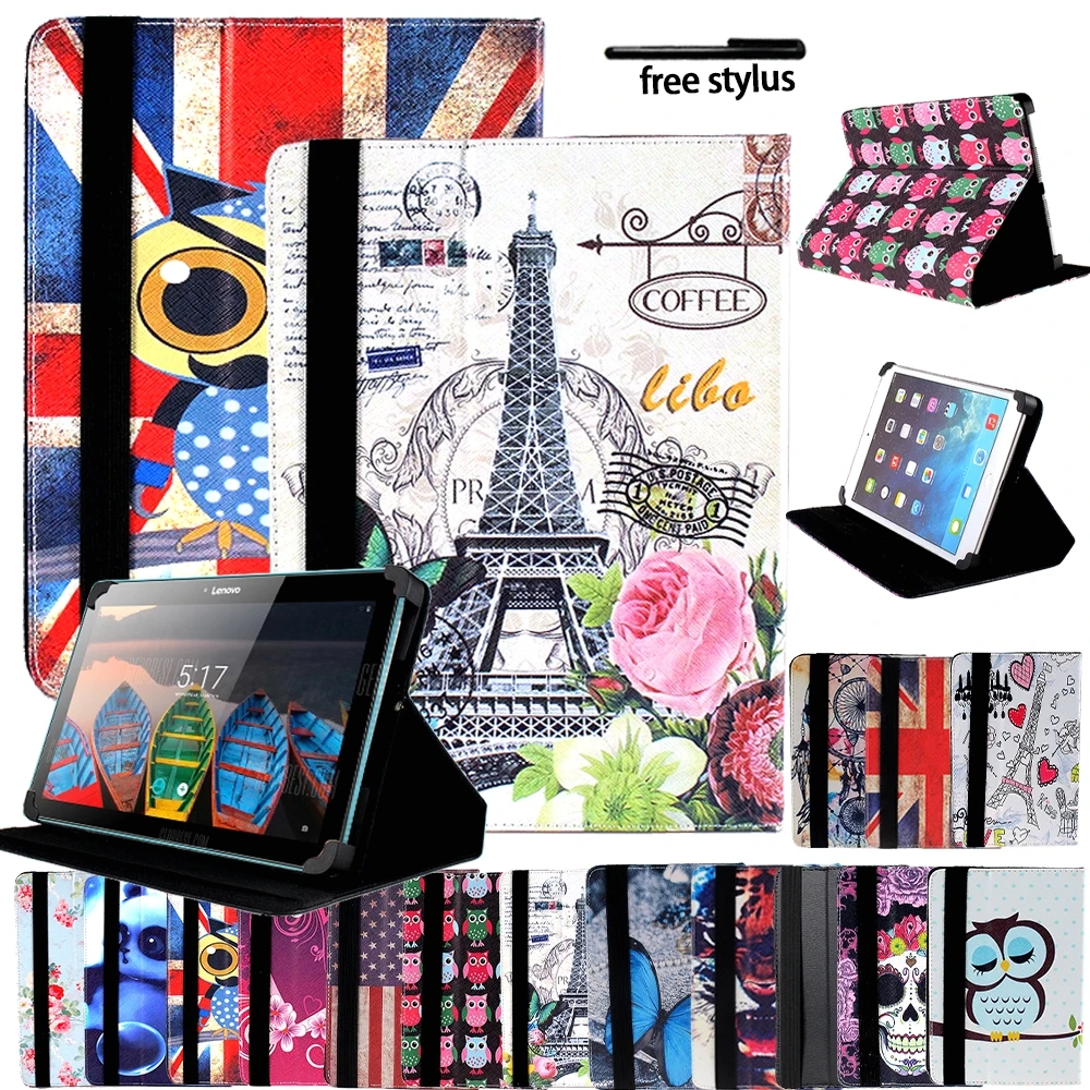 

Universal Tablet Case for 7"/8"/10" Lenovo Tab 2 / 3 / 4 Ulra-thin Leather Shockproof Tablet Cover Stand Case Folding+stylus