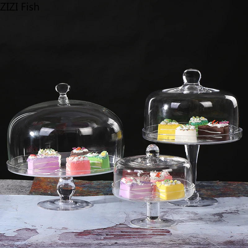 Transparent Glass Wedding Cake Cover Dust-proof Dessert Fruit Display Tray European Style Household Decorating Tool | Дом и сад