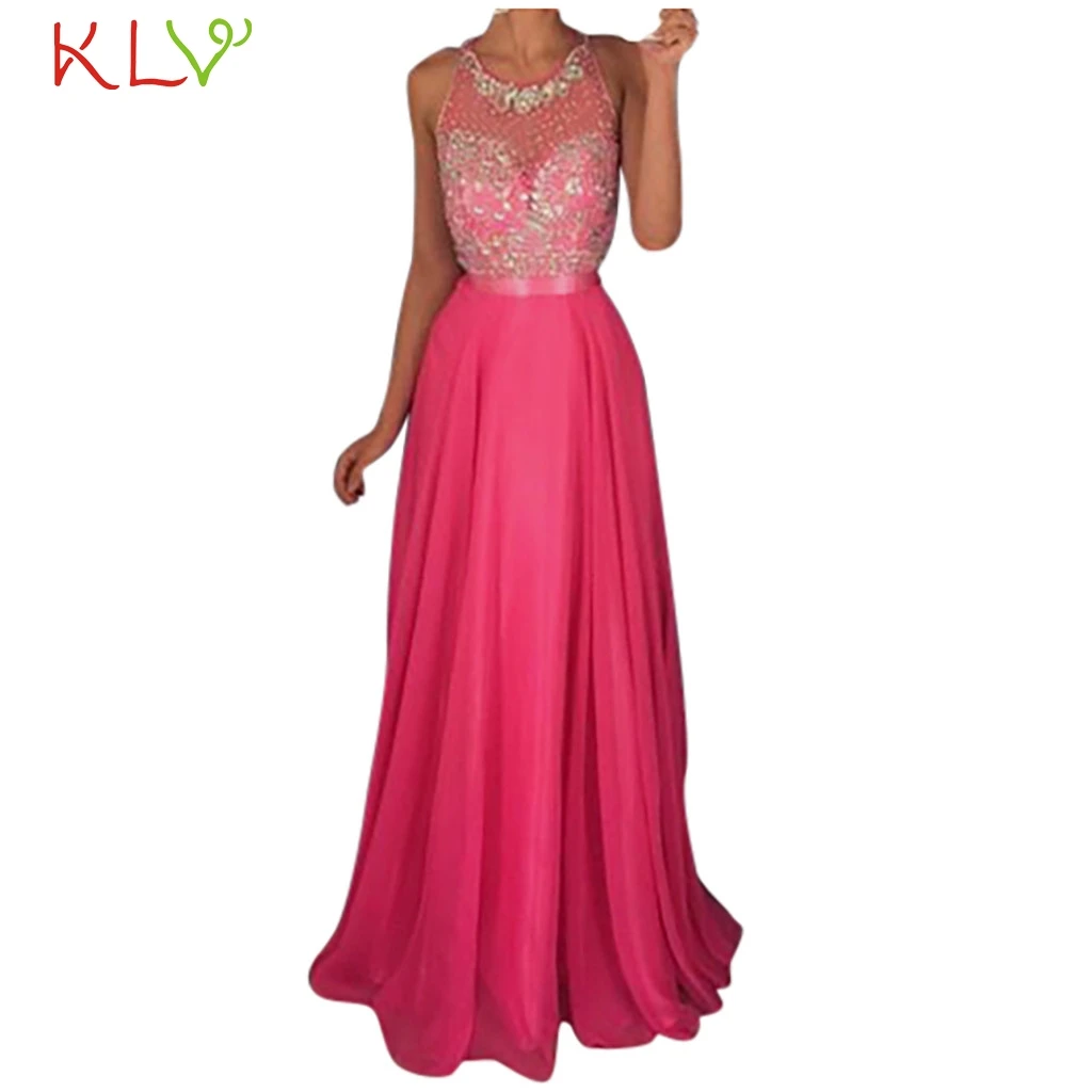 Платье женское длинное Сетчатое пикантное элегантное розовое вечернее для