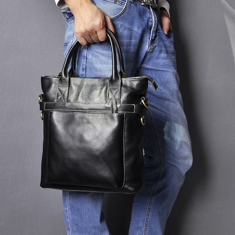 Повседневная Сумка-тоут из натуральной кожи для мужчин дизайнерская