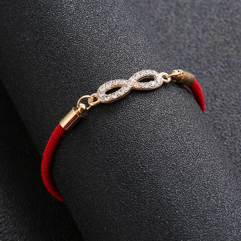 

Simple Exquisite Digital 8 Crosses Infinity Silver Color Bracelet Thin Red Rope Thread String Bracelets Women Couples gift