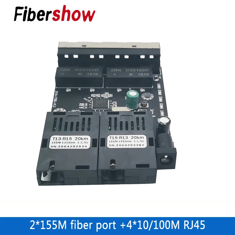 Оптоволоконный переключатель Ethernet 4 RJ45 2 SC оптический медиа конвертер