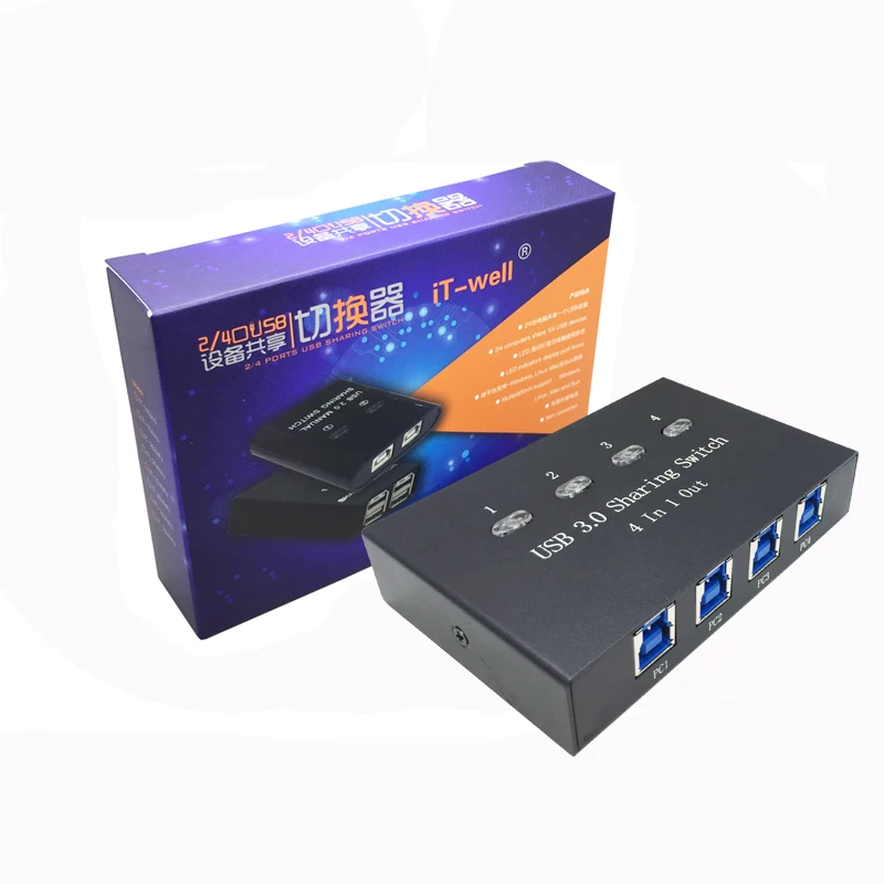 Коммутатор iT well USB3.0 переключатель 4 компьютера совместное использование 1 USB 3 0