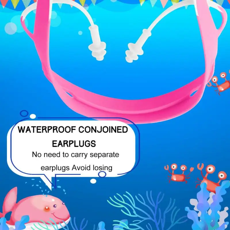 

Children's Swimming Goggles Cool Big Frame One-piece Earplug Colorful Plating Glasses Anti-fog Anti-ultraviolet Swimming Goggles