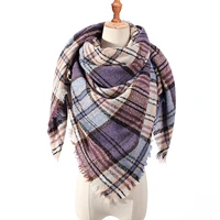 2021 winter triangle scarf for women plaid warm cashmere scarves female shawls pashmina lady bandana wraps blanket