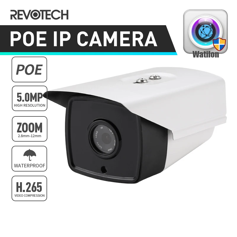 POE H.265 Водонепроницаемая HD 5 Мп светодиодная ИК светодиодный жная IP-камера 1664P / 1080P