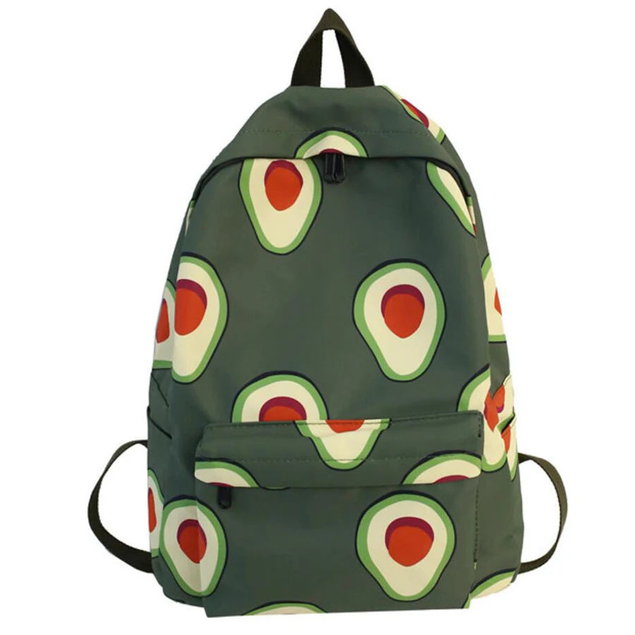 Милые авокадо Зеленый Рюкзак Мода Нейлон морковь с фруктовым принтом для женщин