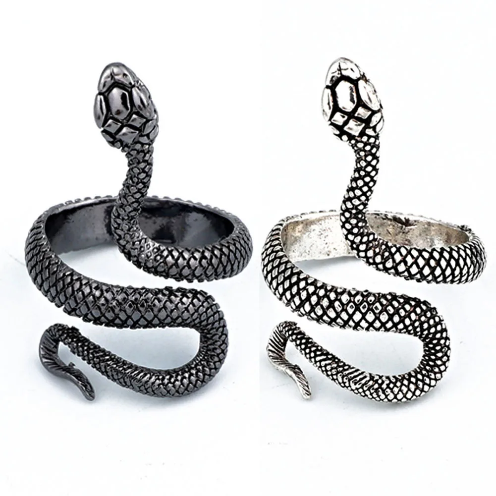 

Vintage Hip-Hop Snake Ring for Men And Women Antique Silver Color Fashion Personality Stereoscopic Opening Adjustable Rings