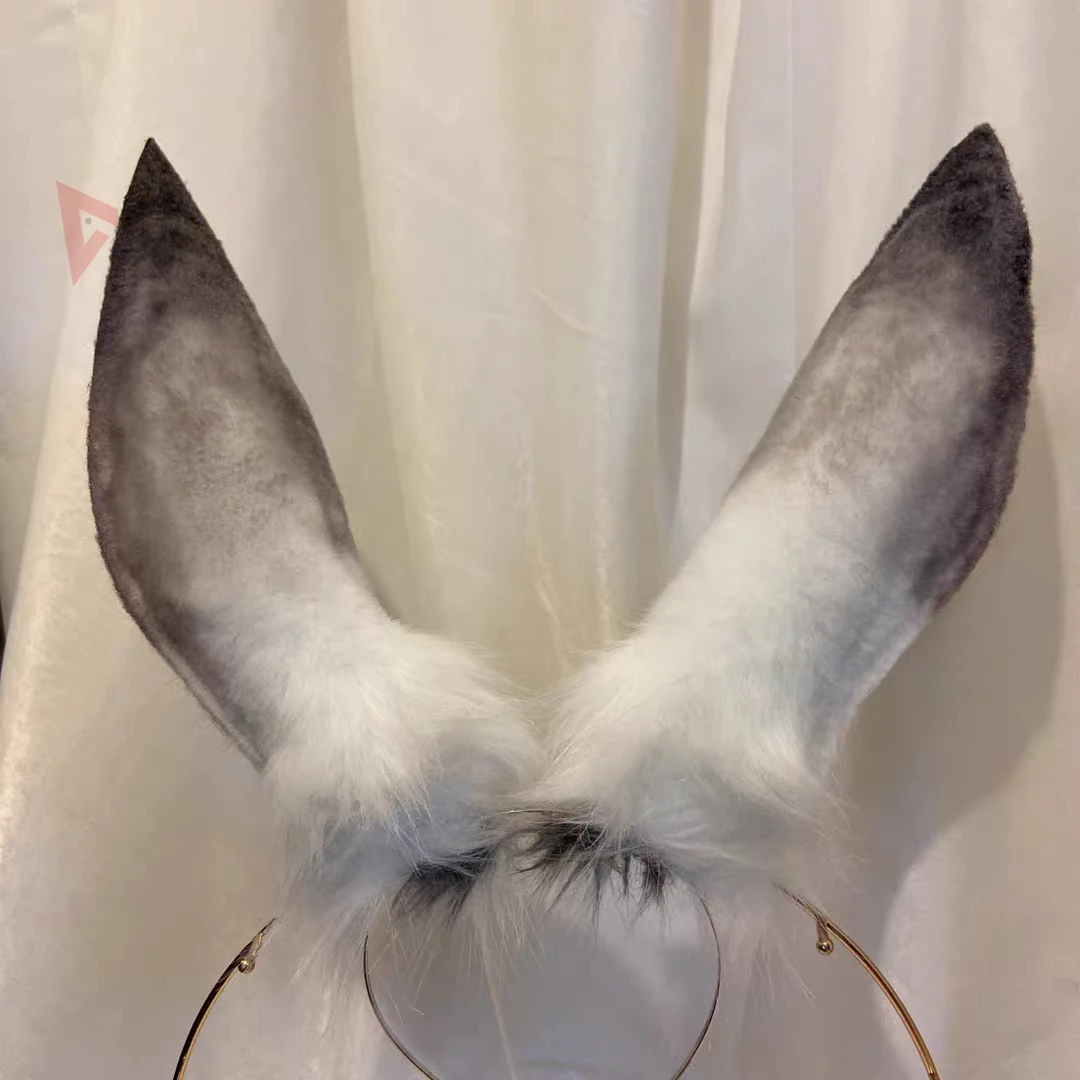 Женский обруч для волос MMGG черный/серый с заячьими ушками аксессуар косплея