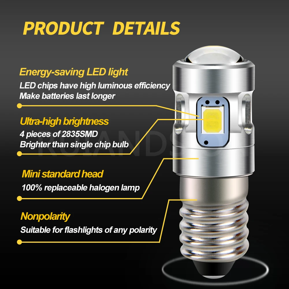 RUIANDSION 1 шт. E10 винтовая Базовая лампа фонарик сменный индикатор 2535SMD 500Lm точечный